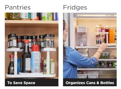 Stow-n-Spin Spice Spinner - Kitchen Organizers and Storage Spice Rack, Seasoning & Spinning Organizer 2-Tier Lazy Susan Design, Holds 40 Spice Jars with Double Spinner on Bottom Spice Shelf (Original) 5