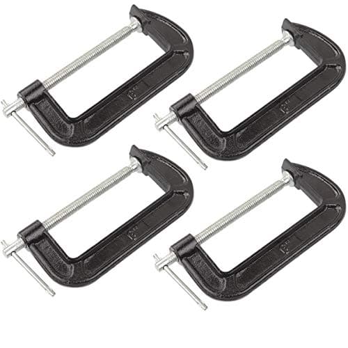 HNBun 4-Pack 6-Inch Malleable Iron C-Clamp Set, 1350 Lbs Clamping Force, 6-Inch Jaw Opening, 2-5/8-Inch Throat Depth, Black 7