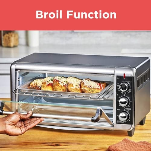 BLACK+DECKER TO3250XSBD 8-Slice Extra Wide Convection Countertop Toaster Oven, Includes Bake Pan, Broil Rack & Toasting Rack, Stainless Steel/Black 6