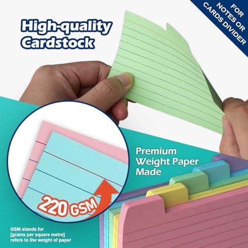 Olivo 3x5 Index Card Holder Box with 100 Cards Dividers Tabs 3"x 5", Teal 5