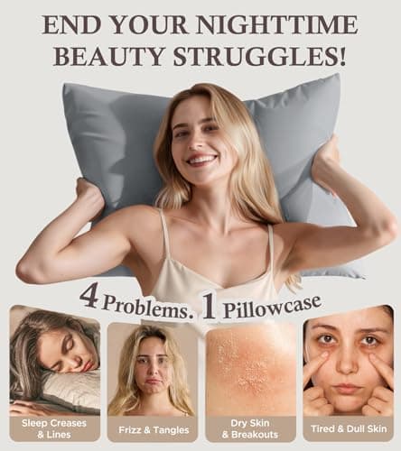 Instant Chill Cooling Pillowcase for Hot Sleepers, 2% HA Infused Pillowcase Hydrates Skin & Hair, Reduces Wrinkles & Frizz, Softer Than Silk Pillow Cases, Pillow Covers Standard (Light Gray, 1 Pack) 5