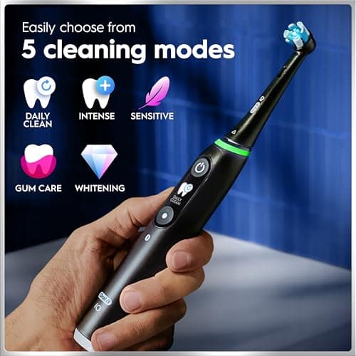 Oral-B iO Deep Clean + Protect Rechargeable Electric Toothbrush, Black, iO Series 7, 2 Replacement Brush Heads, Charging Travel Case (package may vary) 7