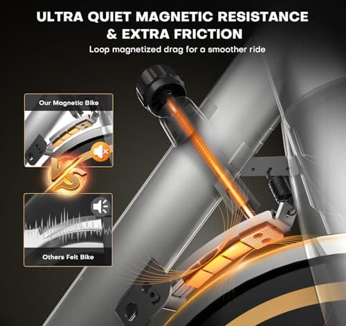 Exercise Bike, Magnetic Resistance Stationary Bikes for Home with App Compatible, Silent Indoor Cycling Bike with 350lbs Weight Capacity Comfortable Seat, Digital Monitor & Phone Mount, Silver 6