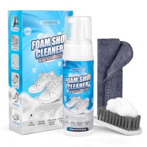 LANBEIDE Shoe Cleaner, Shoe Cleaning Kit-6.76 Oz Sneaker Cleaner with Brush and Towel, White Shoe Cleaner Works on Leather, Knit, Canvas, Suede, PU, Fabric, Boots