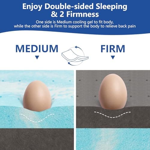 3 Inch Full Size Firm Mattress Topper with Ice Silk Cover, Premium Cooling Gel+Bamboo High Density Memory Foam Mattress Topper, CertiPUR-US Bed Topper for Pain Relief, 74"x54" 8