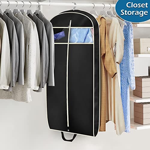 MISSLO 43" Gusseted Travel Garment Bag with Accessories Zipper Pocket Breathable Suit Garment Cover for Shirts Dresses Coats, Black 5