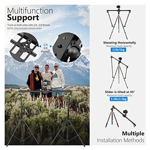 NEEWER Motorized Camera Slider, 39.4"/100cm Carbon Fiber Dolly Rail Slider with Remote Control, Support Video Mode, Time Lapse Photography, Horizontal, Tracking and 120° Panoramic Shooting (VS-100CC) 7
