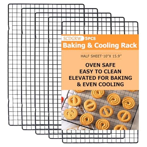 SCDGRW 5PCS Cooling Racks for Cooking and Baking 10" x 16" Wire Rack Baking Rack, Cookie Rack, Heavy Duty Stainless Steel Wire Rack for Grilling, Roasting, Cooking, Drying