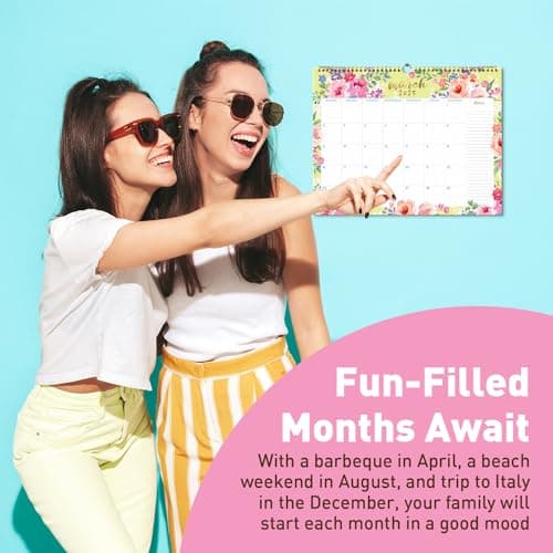 S&O Watercolor Floral 2025 Wall Calendar - Tear-Off Monthly Calendar - 18 Month Academic Wall Calendar - Hanging Calendar to Track for Anniversaries & Appointments - 13.5"x10.5”in 9