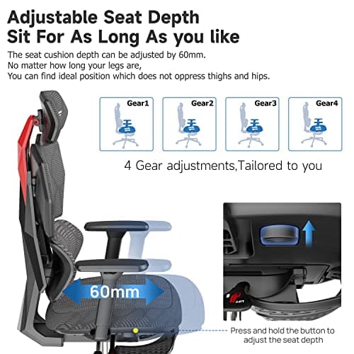 PatioMage Ergonomic Gaming Chair with Footrest Big and Tall Game Chair Reclining Gamer Chair with Adjustable Lumbar Support & 3D Armrests High Back Gaming Chairs for Adults 6