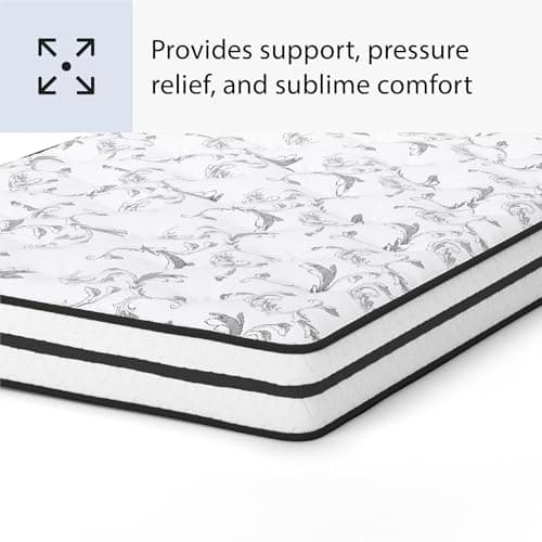 Signature Design by Ashley Queen Size Chime 8 Inch Medium Firm Innerspring Mattress with Pressure Relief Quilt Foam, Fiberglass Free, Mattress In A Box 10