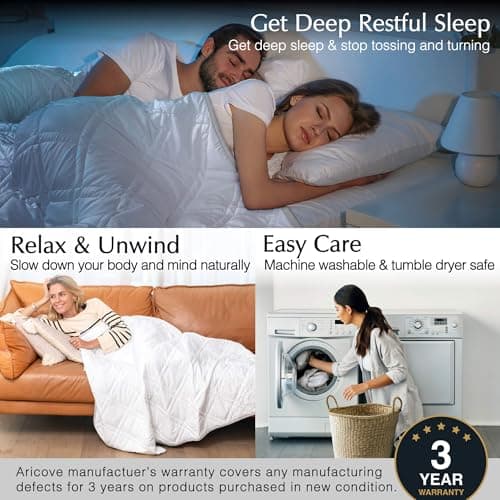 Aricove Cooling Weighted Blanket for Adults, 20lbs, Queen/King Size, 80x87 inches, Silky Soft Bamboo Viscose, Machine Washable, White 5