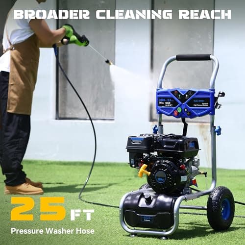 AidBuilt 3500 PSI Gas Pressure Washer, 2.3 GPM Gas Power Washer with 209CC Engine, 25FT Hose, 4 Quick-Connect Nozzles, High Pressure Washer for Cleaning Walls, Vehicles, Gardens, Driveways, Concrete 6