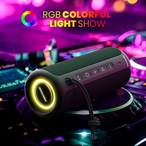 MIATONE Bluetooth Speakers 36W TWS Portable Speaker with Stereo Sound Bass, Bluetooth 5.3 Wireless USB Type C Outdoor, 5000mAh 24H Playtime IPX7 for Present, Boy Friend Gifts for him (Black) 5