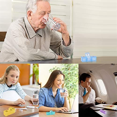 Weekly Pill Organizer,3-Times-A-Day 7 Day Pill Box Large Compartments Moisture-Proof Pill Case Medication Reminder Portable Travel Container for Vitamins Fish Oil Compartments Supplements 6