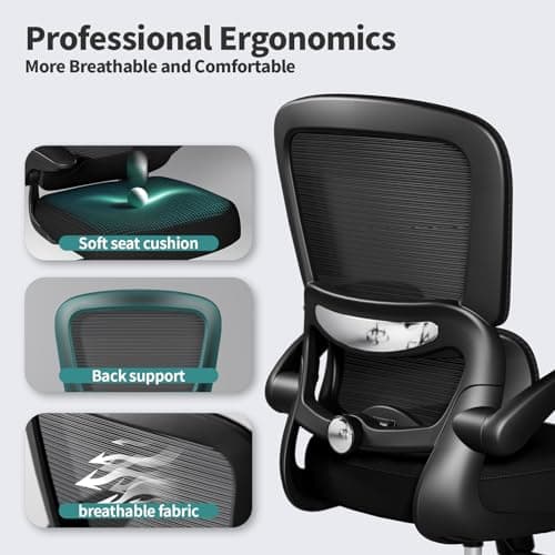 TRALT Office Chair - Ergonomic Desk Chair with Adjustable Lumbar Support, Mesh Computer Chair, Executive Chairs for Home Office Comfortable Lumbar Support (Black) 7