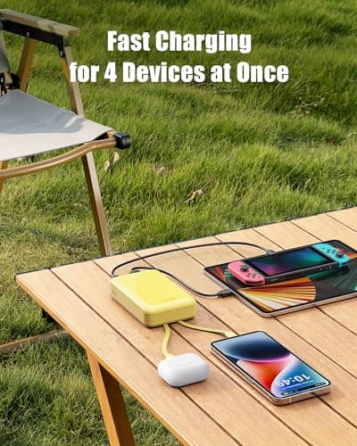 Qecvec Portable Charger 20000mAh, 22.5W Power Bank Fast Charging, High Capacity Cell Phone Portable Power Banks with for iPhone, Samsung, Android etc, Travel Essential (Yellow) 5