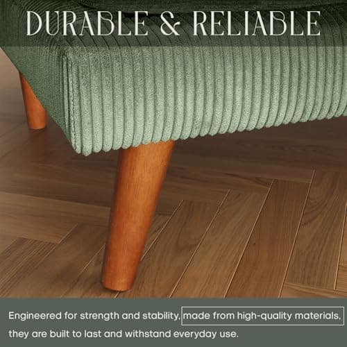 DreamDashio Futon Sofa Bed, 69 inch Futon Couch with Adjustable Backrest, Corduroy Convertible Sleeper Sofa Bed, Folding Sleeper Recliner for Apartment, Living Room, Office, Green 8