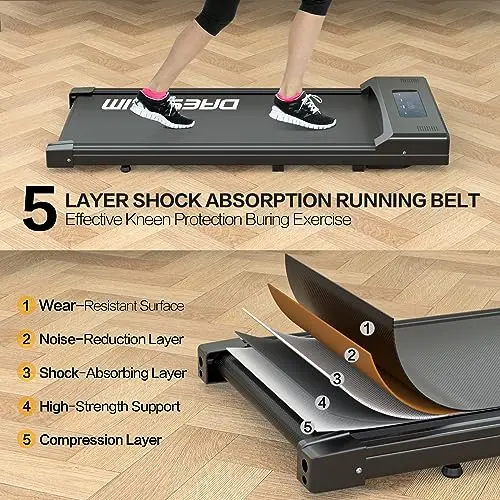 Walking Pad Under Desk Treadmill for Home Office With Remote Control, Portable in LED Display 7