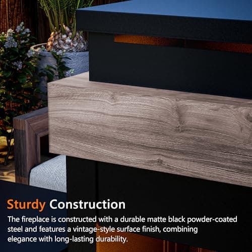 MaxMulti Outdoor Propane Fireplace w Tank Table, 50,000 BTU Gas Fire Pit with Ceramic Logs, Rain Cover, 35 Inch Steel Metal Smokeless Fireplace for Patio, Deck, CSA Certified (35 x 40 Inch) 6