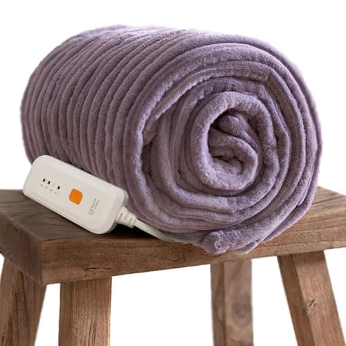 GOTCOZY Electric Blanket Heated Throw 50''X60''- Ribbed Faux Fur Heated Blanket with 4 Heating Level & 3 Hour Auto Off Heating Blanket, ETL&FCC Certified Machine Washable(Violet)