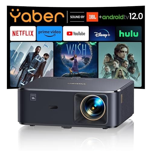 Projector 4K with Google TV, YABER K2s WiFi 6 Bluetooth Projector, Sound by JBL, Dolby Audio, Auto Focus & Keystone,Native 1080P 4K Supported Outdoor Movie Projector with Netflix 7000+ Apps