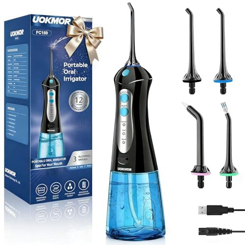 Water Dental Flosser Pick for Teeth: Cleaning and Flossing with 3 Mode from 30-100 Psi, Ipx7 Waterproof Portable Rechargeable Cordless Oral Irrigator for Adults Braces and Dental Care Home Travel