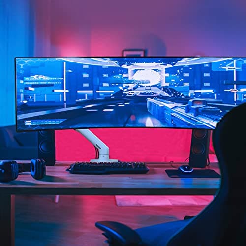 Ergotron – HX HD Premium Heavy Duty Gaming Monitor Arm, Single Monitor Desk Mount – for 1000R Curved Ultrawide Monitors Up to 49 Inches, 28 to 42 lbs, VESA 75x75mm or 100x100mm – HD Pivot, White 7