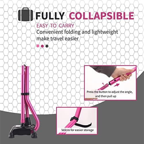 LIXIANG Unisex Walking Canes, Foldable, Adjustable, 4-pronged Base, Foam Handles Heavy Duty Stable Walker for Seniors and Adults Canes for Men for Stability 9