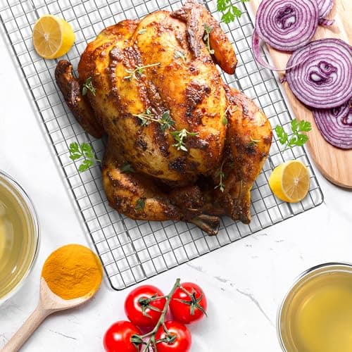 Utopia Kitchen 02 Pack Cooling Racks for Baking Stainless Steel Wire Cookie Rack Fits Jelly Roll Sheet Pan Oven Safe for Cooking Roasting Grilling 8 x 11.75 Inches 6