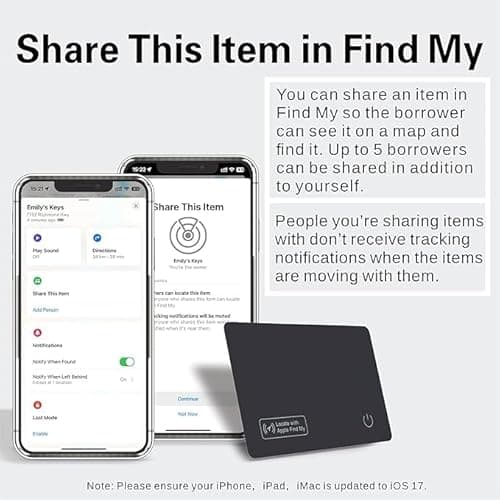 Reyke Wallet Tracker Card, Wireless Charging Finder. Works with Apple Find My (iOS Only), Item Tracker for Wallet, Luggage Tags, Phone, Passports and More, IP68 Waterproof 6