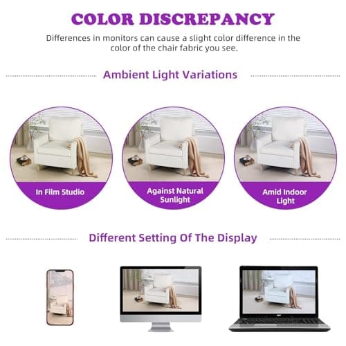 TYBOATLE Accent Chairs Set of 2, Modern Fabric Living Room Arm Chairs, Furry Cozy Upholstered Mid-Century Chairs w/Side Pocket, Club Reading Lounging Side Armchair for Office, Bedroom 9