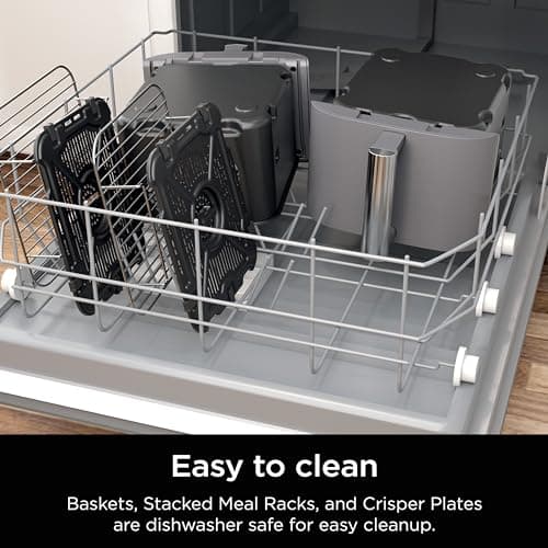 Ninja Air Fryer, 10QT DoubleStack XL 2-Basket, Compact Design, Cooks 5lb Whole Chicken, Feeds Up to 8 People, 6-in-1 Air Fryer, Roast, Bake & More, Easy to Clean, Dishwasher Safe Parts, Grey, SL401 14