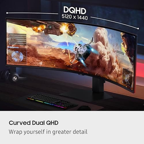 SAMSUNG 49-inch Odyssey G9 (G91F) DQHD, 144Hz, Curved Gaming Monitor, Ultra-Wide 32:9 Screen, DisplayHDR 600, AMD FreeSync™ Premium Pro, Ergonomic Stand, LS49FG910ENXZA, 2025 5