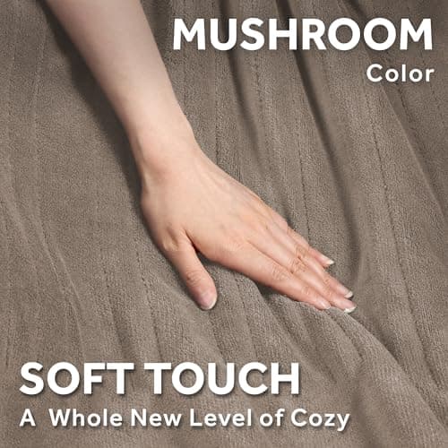 Sunbeam Electric Royal Luxe Microplush Heated Blanket, 12 Heat Settings, 12-Hour Selectable Auto Shut-Off, Fast Heating, Warm and Cozy, Mushroom Color, Full, 84" x 72" 8