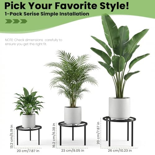 TOSKING Heavy Duty Metal Plant Stand - 7.9-inch Round Tray with Geometric Pattern, Adjustable Leveling Feet & Rust-Resistant Finish for Indoor/Outdoor Use 9