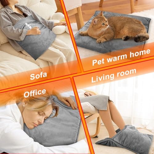 Double Sided Electric Heated Foot Warmer for Men & Women, Foot Warmer Under Desk, Fast Heating Pad Feet Warmer, Overheat Protection&Machine Washable, Electric Foot Warmer for Bed Home Office Xmas Gift 7