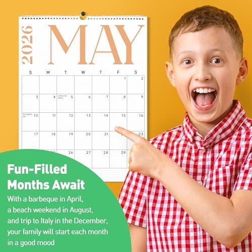 S&O Modern Vertical 2026 Wall Calendar - Tear-Off Monthly Calendar through December 2026-18 Month Academic Wall Planner - Hanging Organizer to Track Anniversaries & Appointments - 13.5"x10.5”in 9