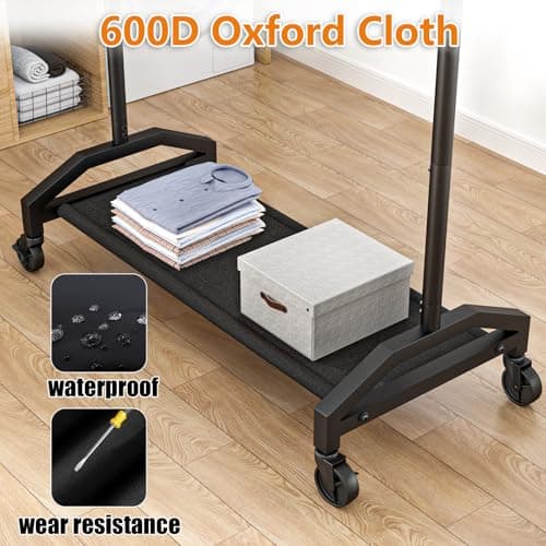 Wiracks Clothes Rack Clothing Racks for Hanging Clothes Heavy Duty Clothes Rack Hanger Rack 200lbs Capacity Industrial Wheels 1" Pipe,Rolling Garment Rack Portable Clothes Rack Black 7