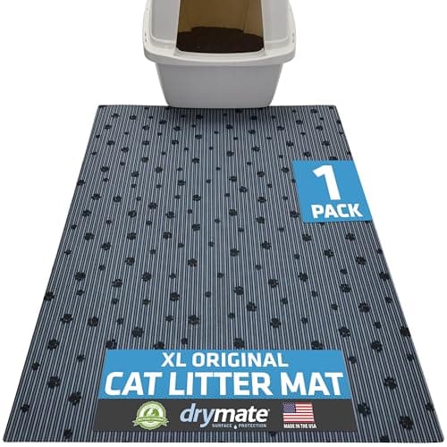 Drymate Cat Litter Box Mat, Litter Trapping Mat, Waterproof, Urine-Proof, Absorbent, Machine Washable, Soft on Paws, Contains Mess, Protects Floors, Kitten Supplies, Dark Grey, 28x36 XL