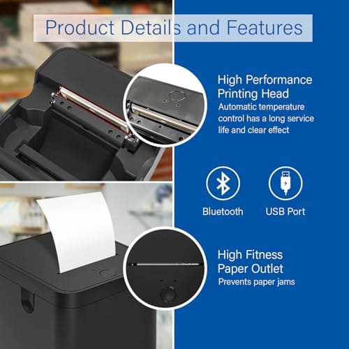 NSG Thermal Receipt Printer, High-Speed 90mm/s, USB/BT Connectivity, ESC/POS Compatible, Lightweight Portable POS Printer for Windows/Mac/Linux/iOS/Android, Black 7