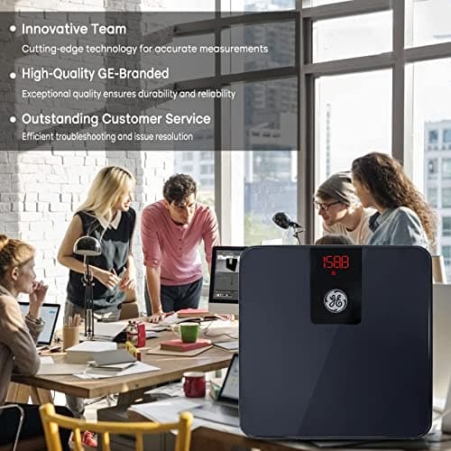 GE Digital Bathroom Scale for Weight, Smart Bluetooth Body Weight and BMI, Electronic Black Weighing Scale for Bath Home, Accurate 400lb Capacity 6