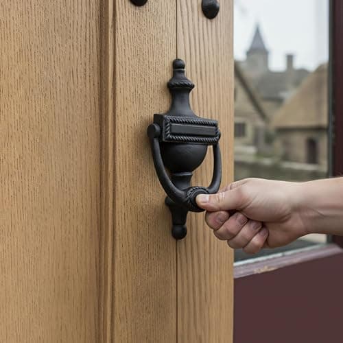 Mystic Colonial Rustic Cast Iron Victorian Door Knocker 1 Pc - 19.5 cm x 10 cm | Black Coated Vintage Colonial Style Front Door Use 7