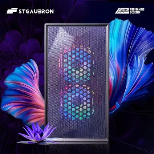 STGAubron Gaming PC Computer Desktop, Intel Core i5-8600 up to 4.3G, Radeon RX 550 4G,16G DDR4, 512G SSD, WiFi 6 5G, BT 5.2, RGB Fan x3, Windows 11 Home 2
