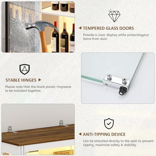 Lvifur 71” Display Cabinet with Glass Doors, Modern Curio Cabinet with 3 Color Lights, 7-Tiers Glass Display Cases for Collectibles, Tall Lego Storage Cabinet with Human Body Sensor (White) 5