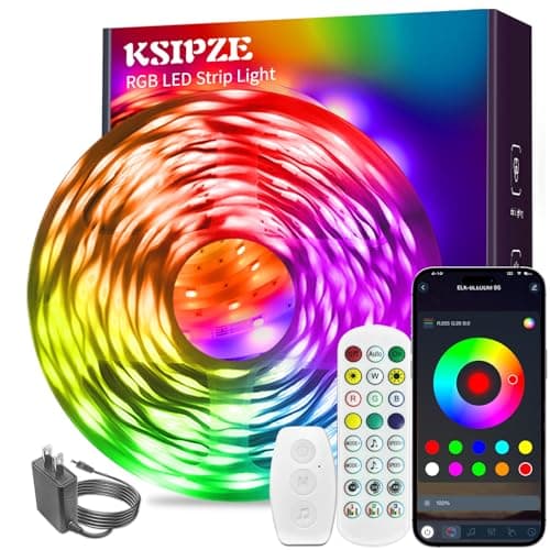 KSIPZE Led Strip Lights RGB Music Sync Color Changing Led Lights with Smart App Control Remote Led Lights for Bedroom Room Lighting Flexible Home Décor