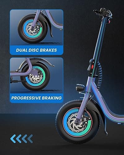 URBANMAX C1 Electric Scooter with Seat,450W Powerful Motor up to 20 Miles Range,Foldable E-Scooter for Adults Max Speed 15.5Mph,12" Pneumatic Tires for Commuting & Errands,Deep Purple 6