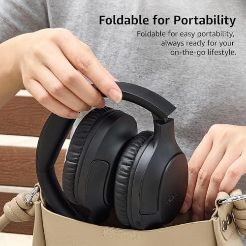 TOZO HA1 Bluetooth 5.4 Over Ear Headphones, 70H Playtime with Mic, Foldable Wireless Headset, Deep Bass Stereo Sound Customizable 32 EQ Music Mode Via Button & App for Travel and Home, Upgraded 5