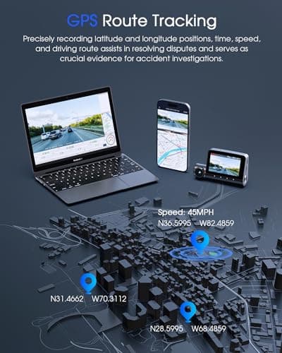 5K 3 Channel Dash Cam, 5G Wi-Fi Built-in GPS with 64GB Card, 4K+1080P+1080P Front and Rear Inside Triple Car Camera with 3'' IPS Screen, IR Night Vision, Voice Control, 24H Parking Monitor, 512GB Max 6