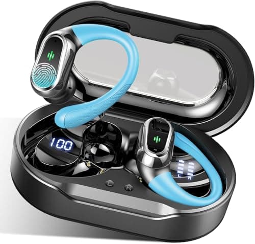Wireless Earbuds, 2026 Bluetooth 5.4 Headphones Sport, 50Hrs HiFi Stereo Deep Bass Over-Ear buds with ENC Noise Cancelling Mic, IP7 Waterproof & LED Display Earphones with Earhooks for Workout/Running
